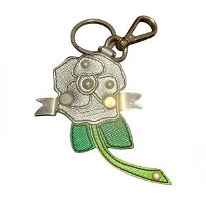 Prada Silver and Green Flower Keychain Flower RARE!